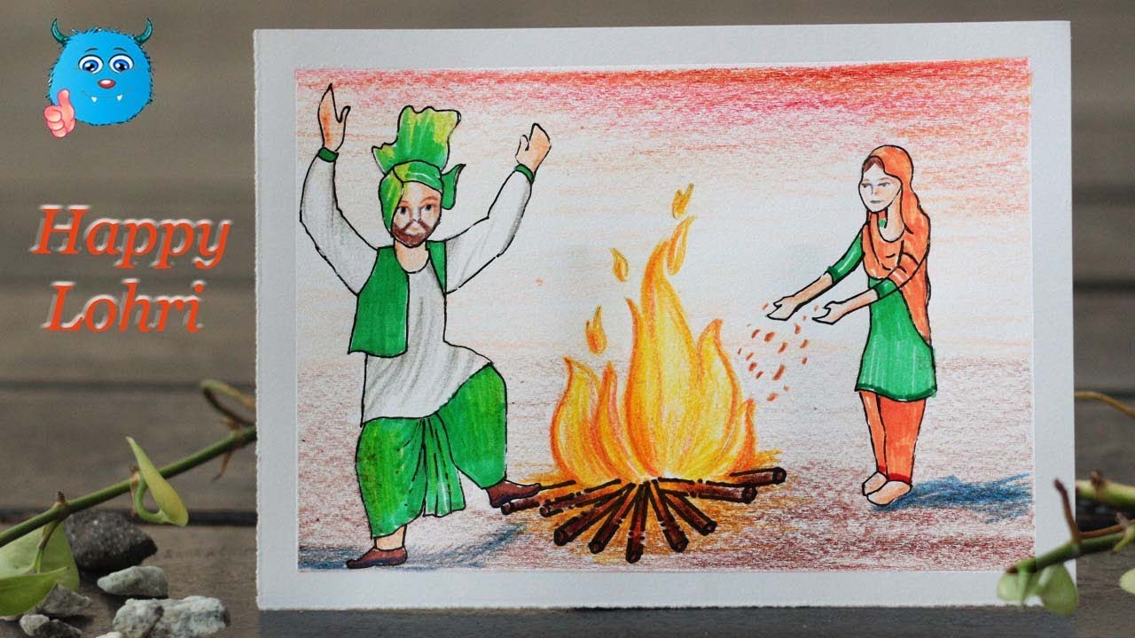 Happy Lohri Drawing Pictures